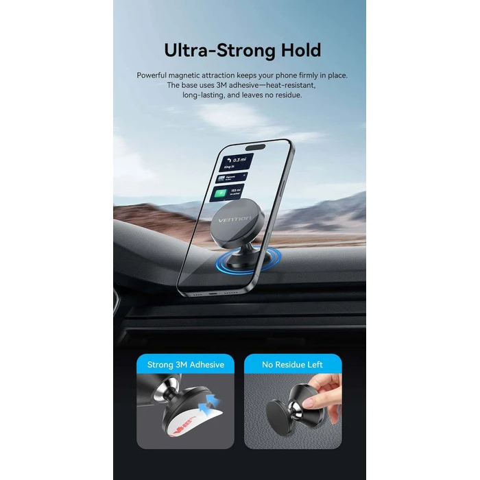 Car Accessories VENTION Magnetic Car Phone Mount Black 3M Adhesive Type KSLB0