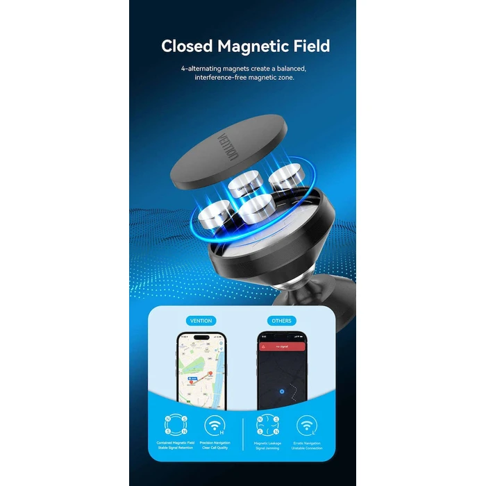 Car Accessories VENTION Magnetic Car Phone Mount Black 3M Adhesive Type KSLB0