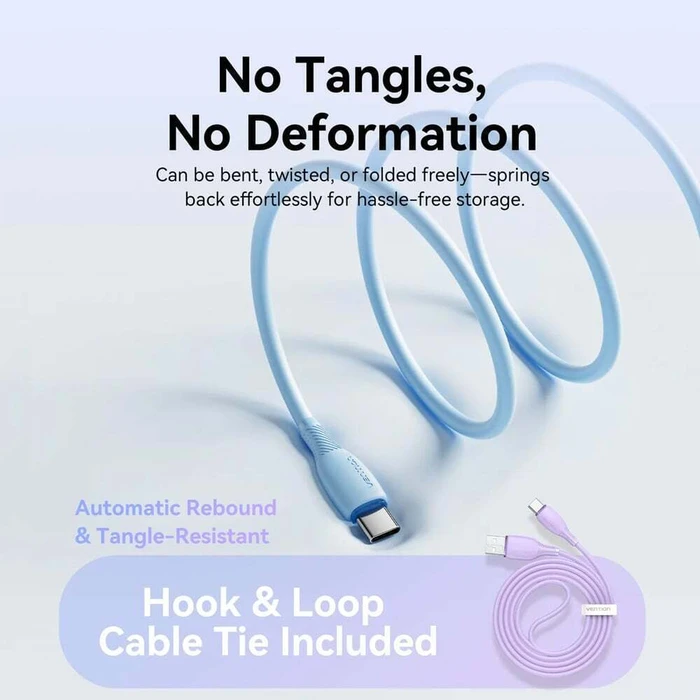 VENTION USB 2 0 A Male to C Male 3A Cable 0 25M Blue PVC Type CTWSC
