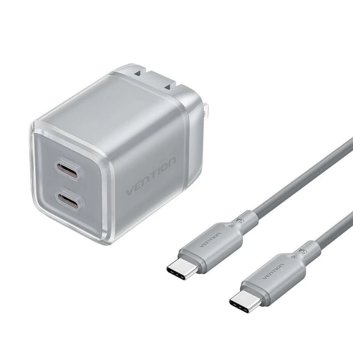 VENTION Φορτιστής USB C C GaN 45W 45W με καλώδιο USB C σε USB C 5A 1m EU Plug Γκρι TZ FCFH0 EU VENTZ FCFH0 EU