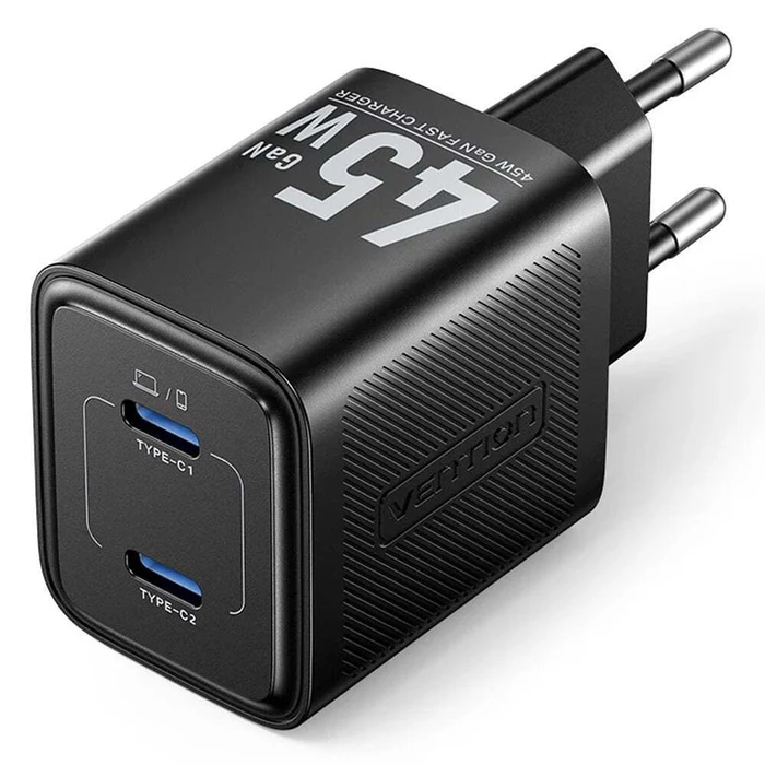 VENTION Φορτιστής USB C C GaN 45W 45W με καλώδιο USB C σε USB C 5A 1m EU Plug Γκρι TZ FCFH0 EU VENTZ FCFH0 EU