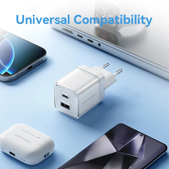 VENTION Φορτιστής GaN 2 Θυρών USB C A 70W 22 5W με Καλώδιο USB C σε USB C 1M EU Plug Pink TZ FCGP0 EU