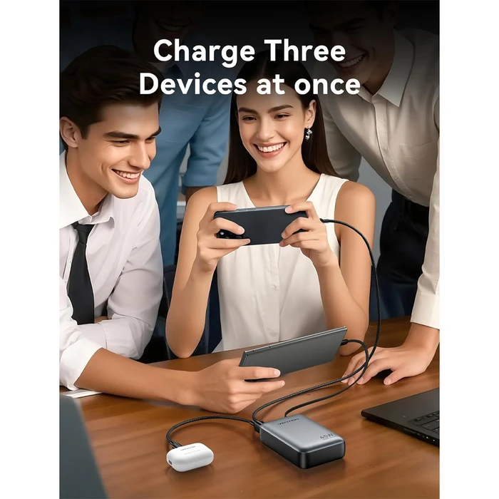 VENTION Power Bank 20000mAh 45W Mini με Ενσωματωμένο USB-C Καλώδιο, Γκρι (FHGH0-TY)