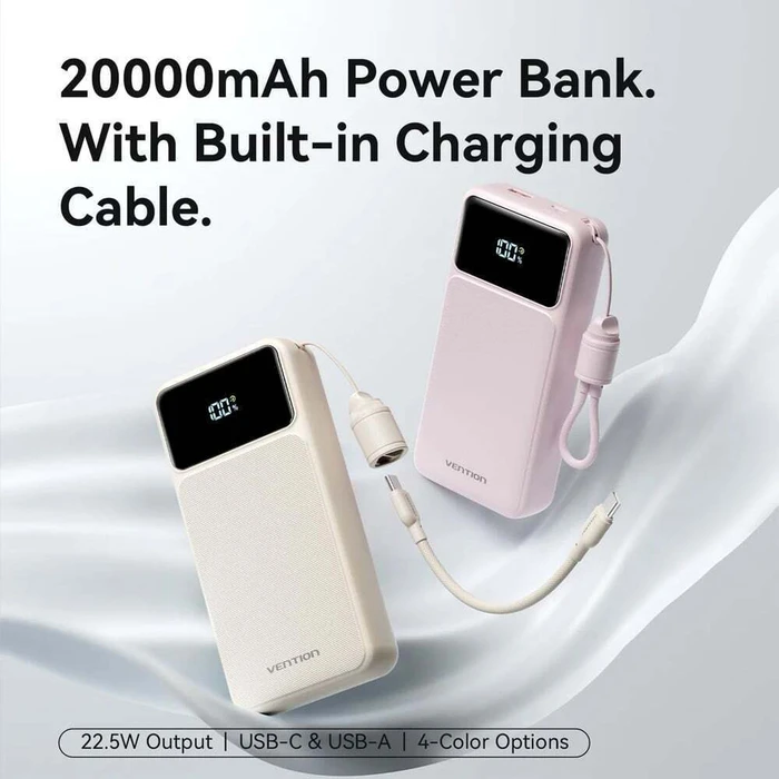 Vention XGYP0-40-TY Power Bank 20000mAh 22.5W με θύρα USB-A και USB-C (Gradient Pink)