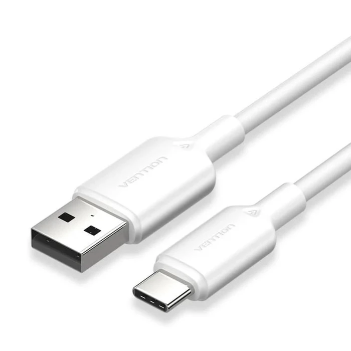 USB Cables Vention USB 2 0 A Male to C Male 3A Cable 1M White Flexible PVC Type CWAWF