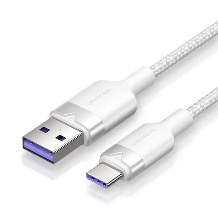 USB Cable Vention USB 2.0 A Male to C Male 6A 2m White Flexible PVC
