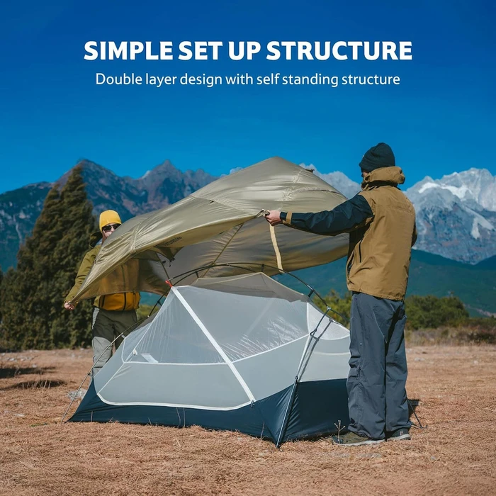 Naturehike Mongar UL Camping Igloo Tent Beige 3-Season for 2 Persons 240x220x105 cm