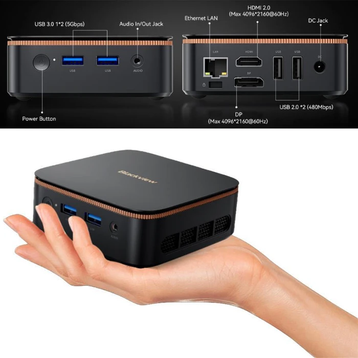 Blackview Mini PC AMD Ryzen 3 3300U 16GB DDR4 512GB SSD 2280 4K WiFi 5 Windows 11 Pro Black
