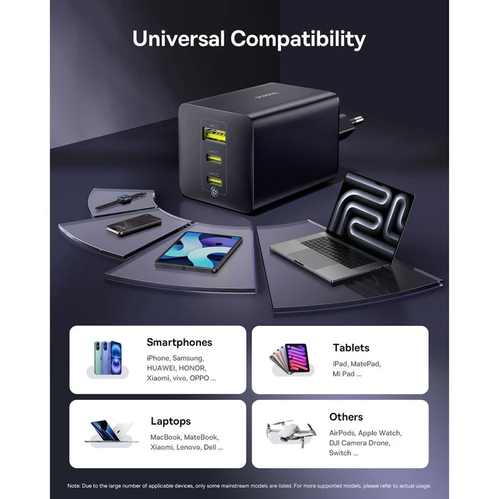 Φορτιστής τοίχου Baseus EnerFill FE11 100W (2x USB-C + 1x USB-A) - Μαύρος