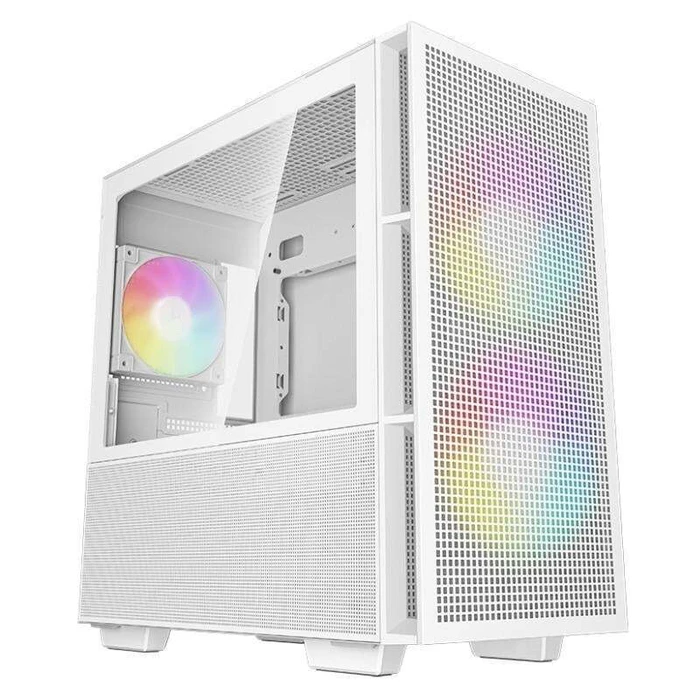 Deepcool CH360 Gaming Micro Tower PC Case with Side Window and RGB Lighting - White