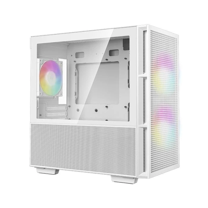 Deepcool CH360 Gaming Micro Tower PC Case with Side Window and RGB Lighting - White