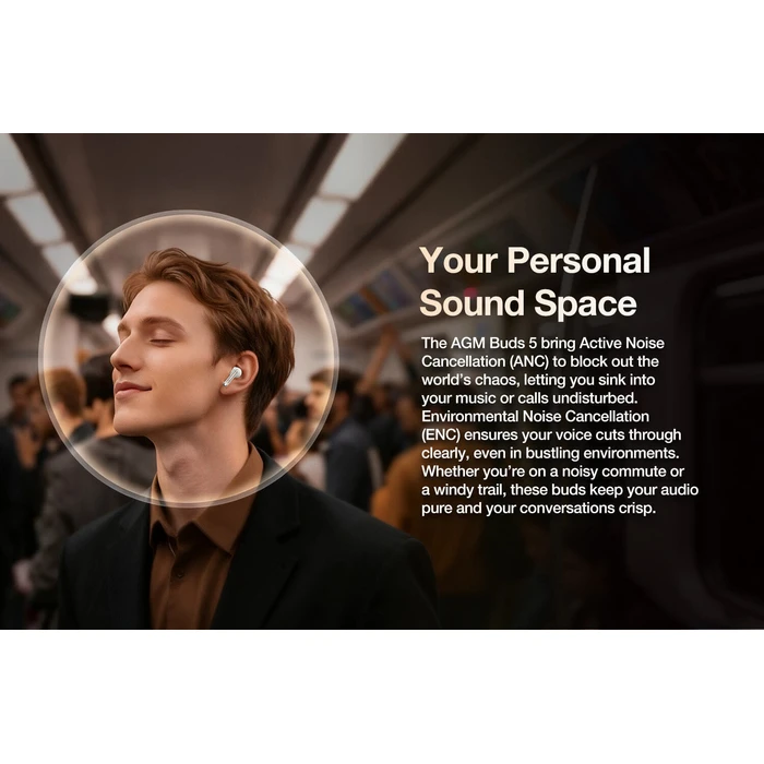 AGM Buds 5 Bluetooth 5.4 ANC ENC Touch Control IPX4 Beige