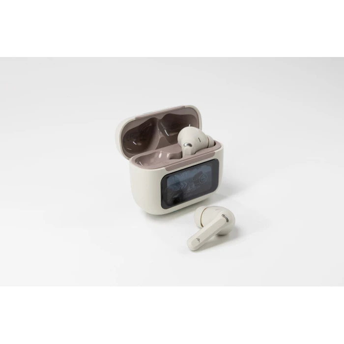 AGM True Wireless Earbuds Bluetooth 5.4 with ANC up to 25dB and Smart Touch Screen Case Beige