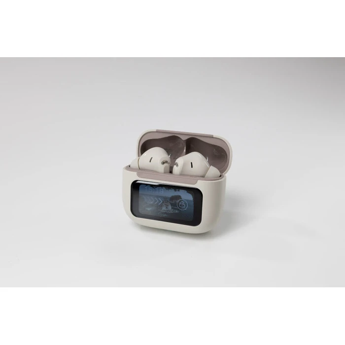 AGM True Wireless Earbuds Bluetooth 5.4 with ANC up to 25dB and Smart Touch Screen Case Beige