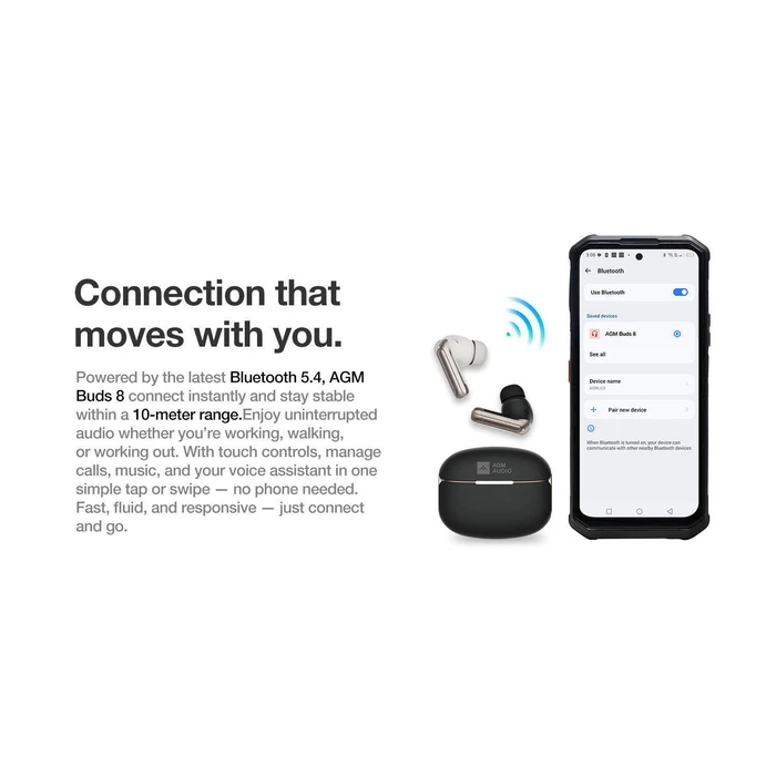 AGM Bluetooth Earbuds Buds 8 5.4 ANC IPX4 Beige