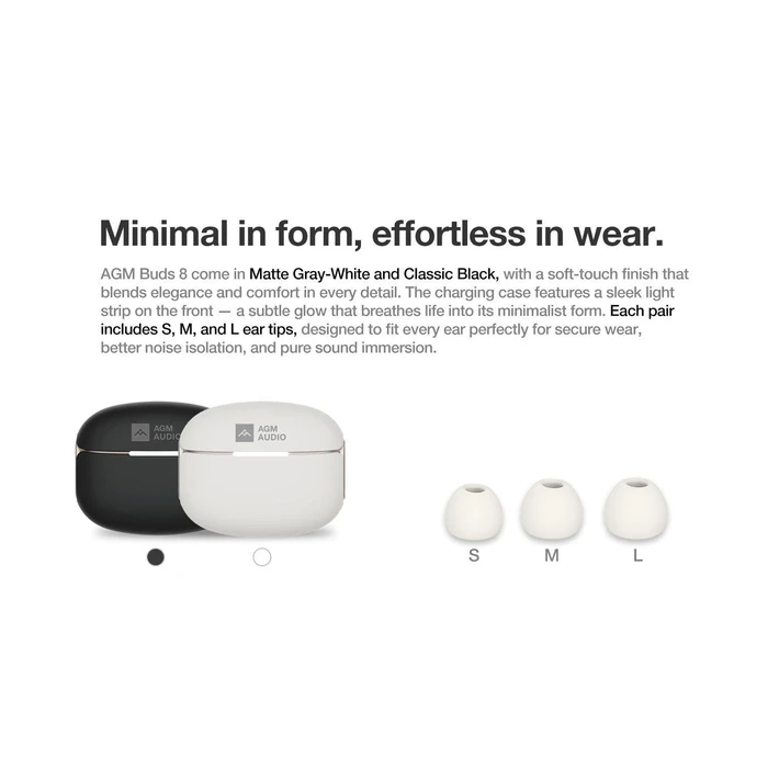 AGM Bluetooth Earbuds Buds 8 5.4 ANC IPX4 Beige