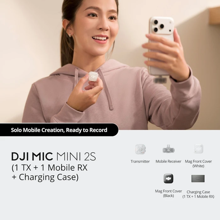 DJI Mic Mini 2S (1 πομπός + 1 λήπτης για κινητό + θήκη φόρτισης)