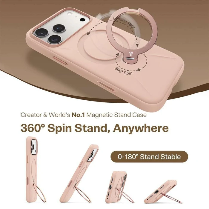 TORRAS Phone Case OSTAND SPIN SOFTUNE SERIES iPhone 17 Pro Pink