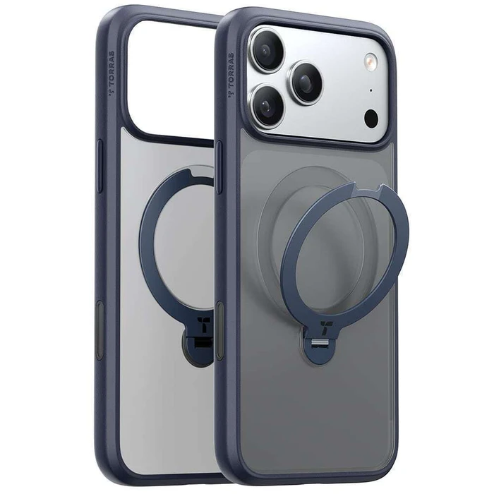 Phone Case TORRAS Ostand Spin Series for iPhone 17 Pro Navy Blue