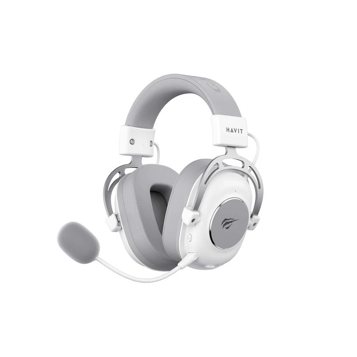 Havit H2002YG Over Ear Gaming Headset με σύνδεση 3.5mm & Bluetooth Λευκό/Γκρι
