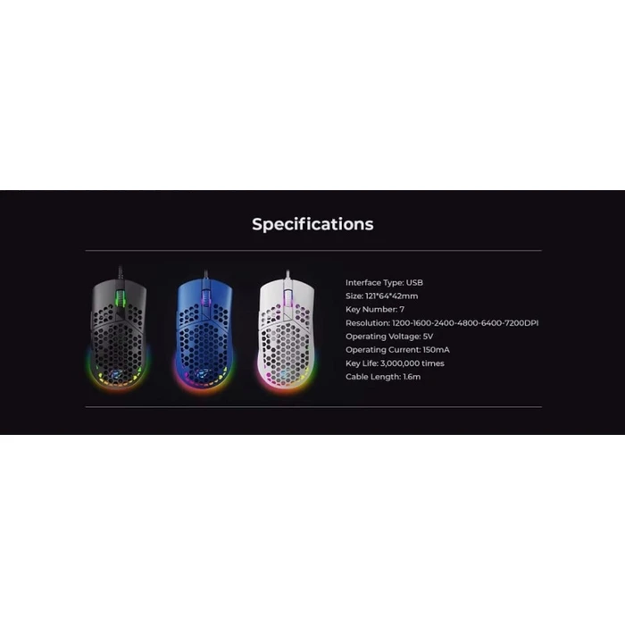 Havit MS1036 RGB Gaming Ποντίκι 7200 DPI Μαύρο