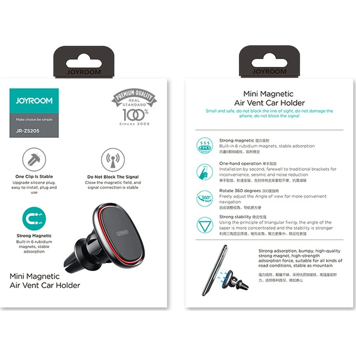 Joyroom Car Phone Mount Magnetic Air Vent JR-ZS205-AO-BK - Black