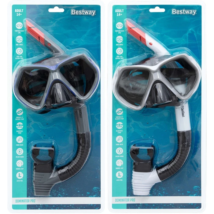 Bestway Γυαλιά Καταδύσεων με Σωλήνα Λευκό Γκρι Ενηλίκων