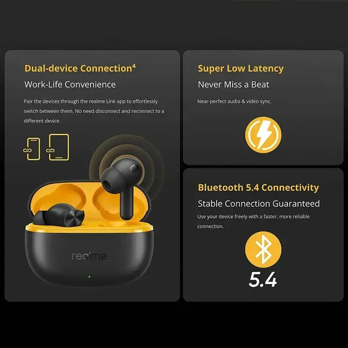Realme Buds T200 Lite Bluetooth Handsfree Ακουστικά με Αντοχή στον Ιδρώτα και Θήκη Φόρτισης Storm Grey