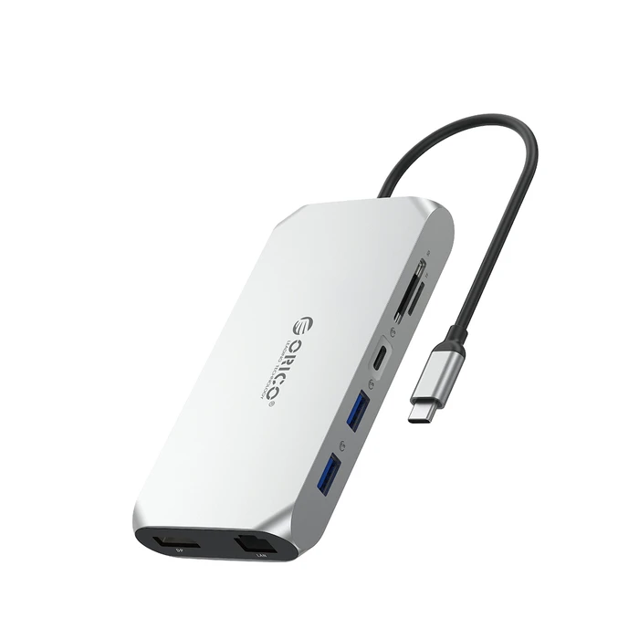 Orico XCR 12-in-1 USB-C Laptop Docking Station — Silver