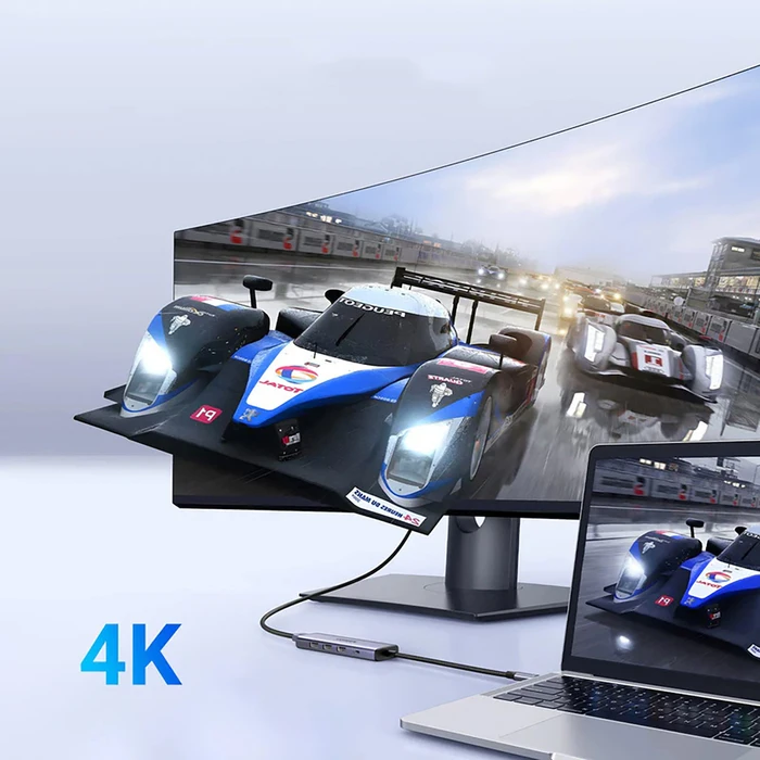 UGREEN Κόμβος USB C CM511 HDMI 4K 60Hz 3x USB 3 0 5Gbps PD 100W ασημί 15597