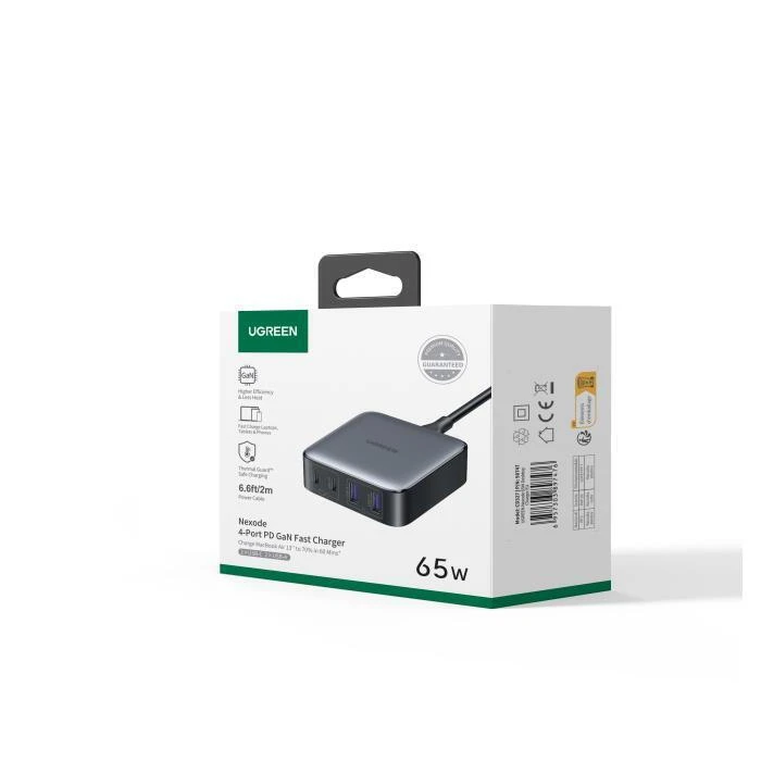 UGREEN Charger Ugreen Nexode CD327 2x USB-C 2x USB-A GaN 65W Grey 90747B