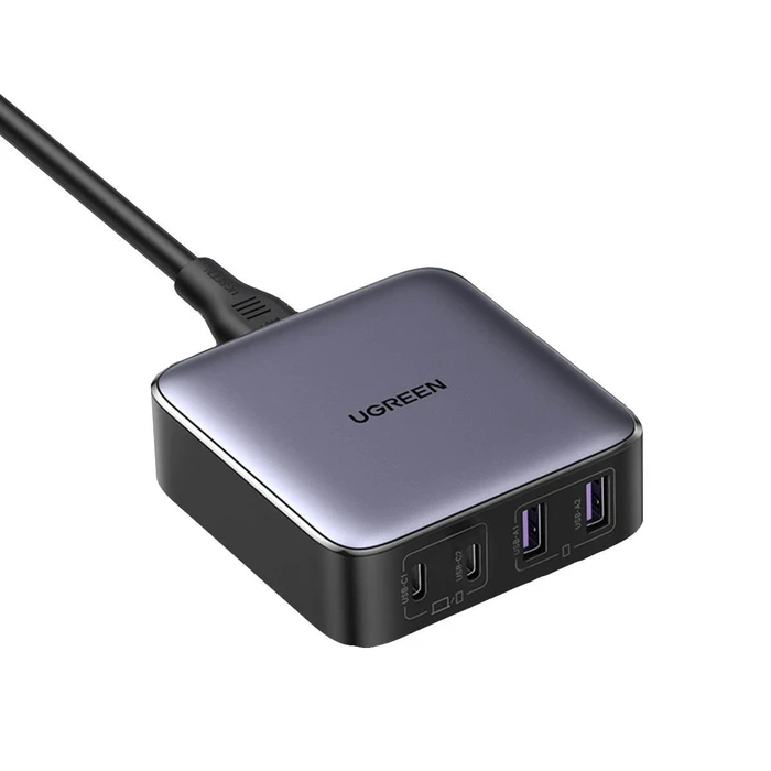 UGREEN Φορτιστής Ugreen Nexode CD327 2x USB-C 2x USB-A GaN 65W grey 90747B