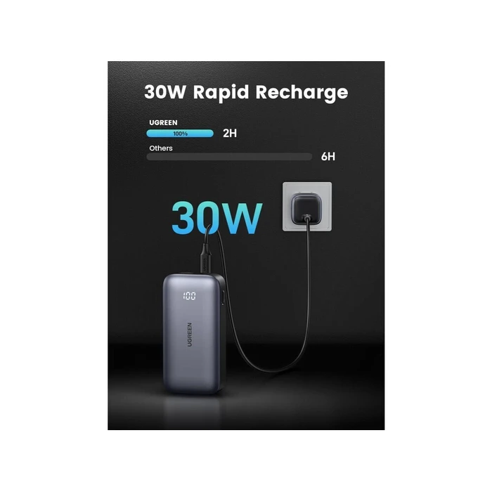 UGREEN Powerbank Ugreen Powerbank 10000mAh Nexode PB502 USB USB C 30W PD czarny 25185 UGR25185