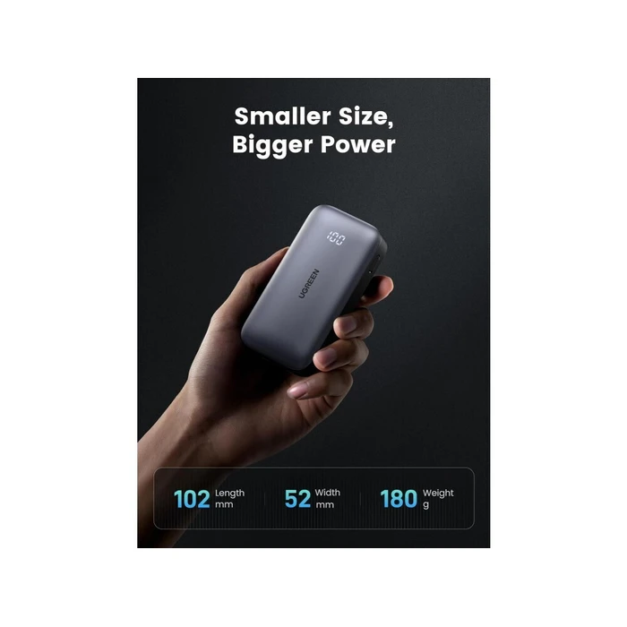 UGREEN Powerbank Ugreen Powerbank 10000mAh Nexode PB502 USB USB C 30W PD czarny 25185 UGR25185