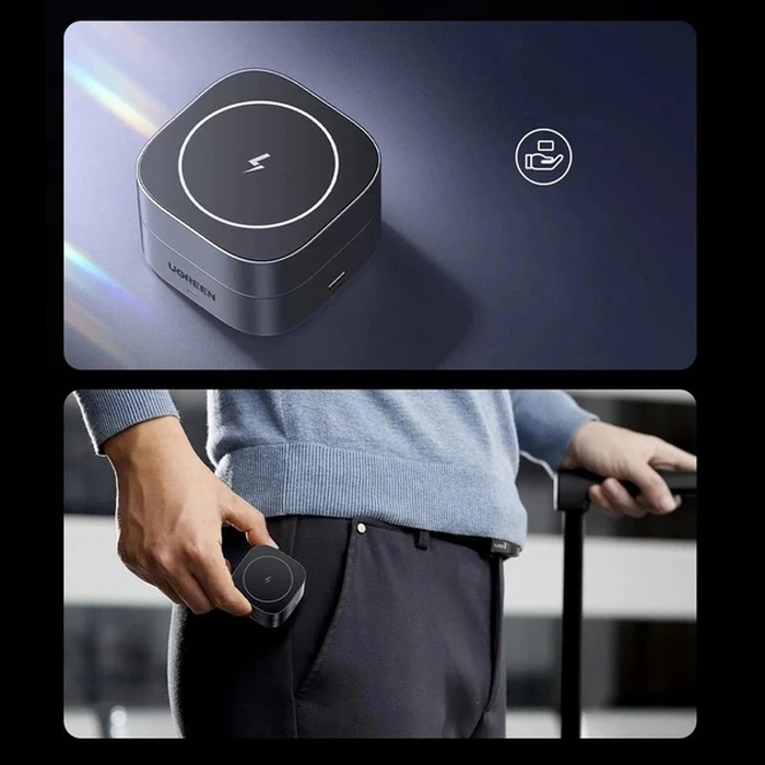 UGREEN Φορτιστής Ασύρματος 2 σε 1 για iPhone AirPods W256 20W Μαύρος με Καλώδιο USB C σε USB C 1m 35278