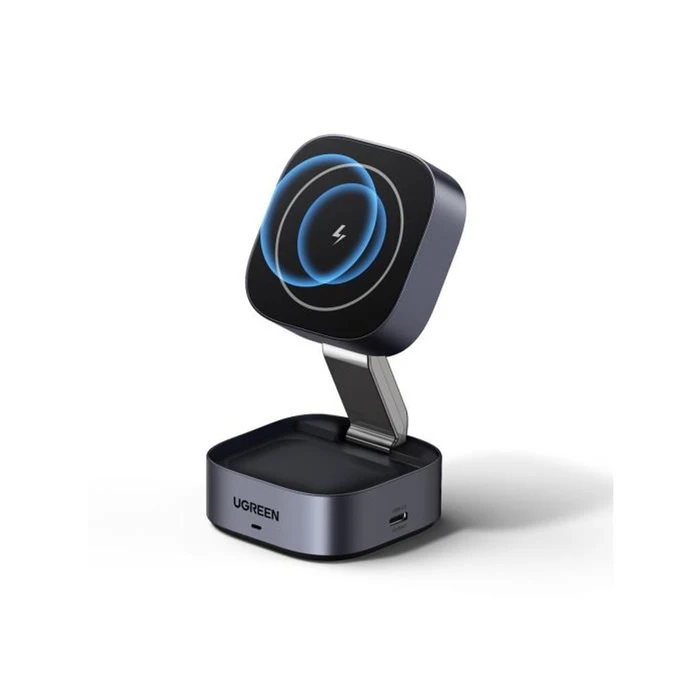 UGREEN Φορτιστής Ασύρματος 2 σε 1 για iPhone AirPods W256 20W Μαύρος με Καλώδιο USB C σε USB C 1m 35278