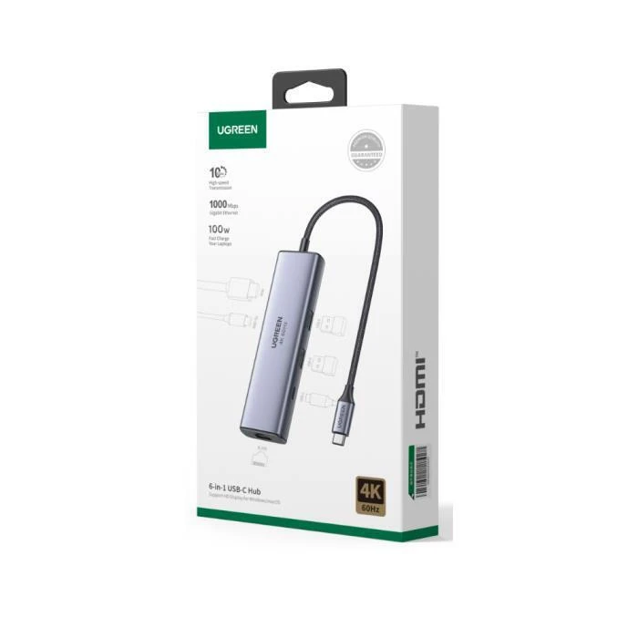 Ugreen CM512 USB-C Docking Station με HDMI 4K PD Ethernet Γκρί