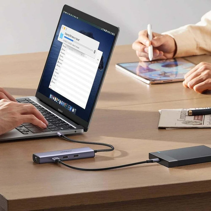 Ugreen CM512 USB-C Docking Station με HDMI 4K PD Ethernet Γκρί