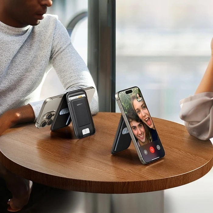 UGREEN Μαγνητική Θήκη Κάρτας με Βάση Στήριξης για iPhone MagSafe LP836 Δερμάτινη Μαύρη 45165
