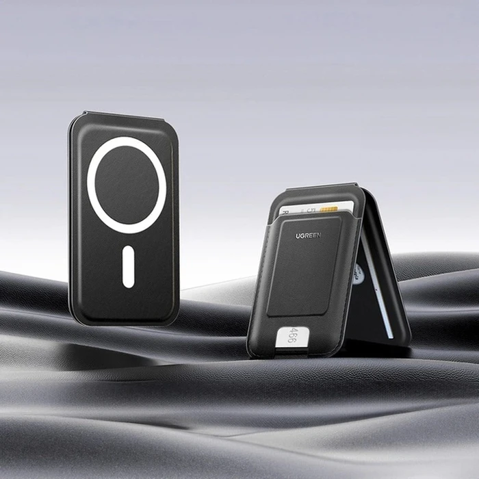 UGREEN Μαγνητική Θήκη Κάρτας με Βάση Στήριξης για iPhone MagSafe LP836 Δερμάτινη Μαύρη 45165