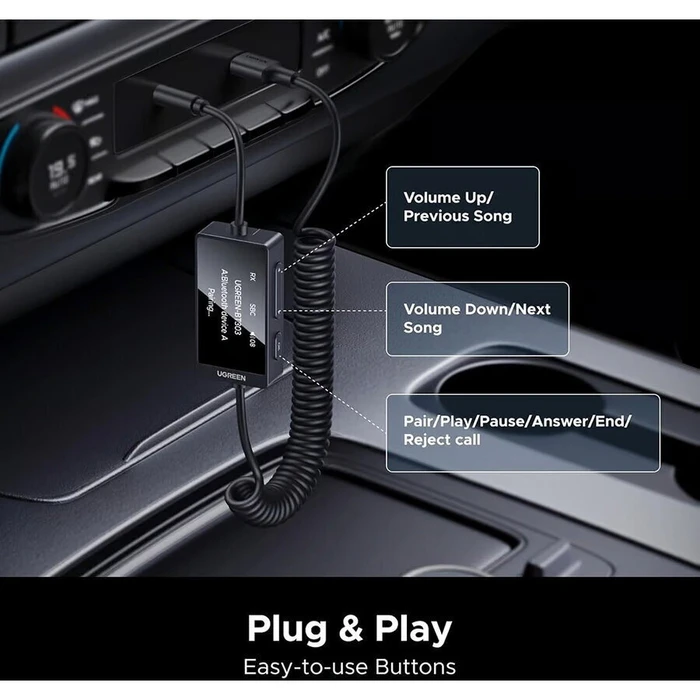 Ugreen Bluetooth Receiver με θύρα εξόδου USB και Μικρόφωνο 45236