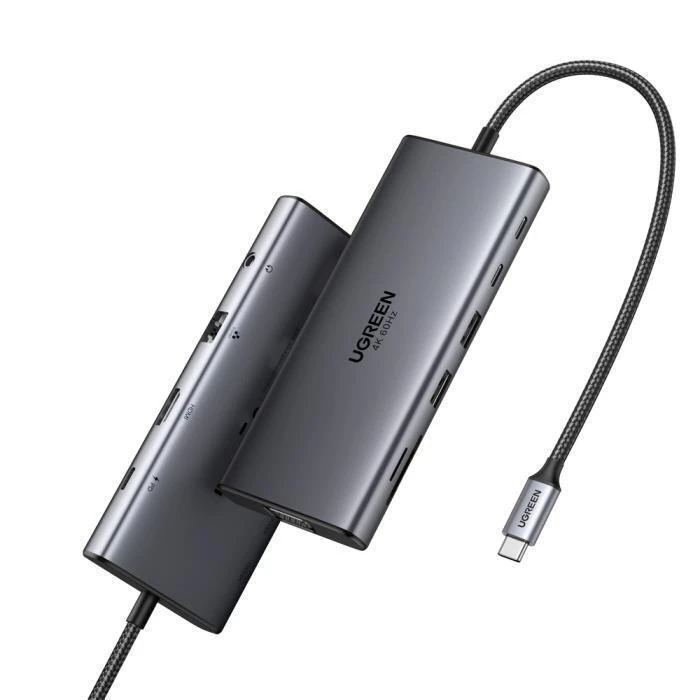 UGREEN Μετατροπέας Hub USB C CM639 11 σε 1 HDMI VGA 2x USB C 3.2 2x USB SD TF RJ45 AUX 3.5mm PD 4K 60Hz 45520