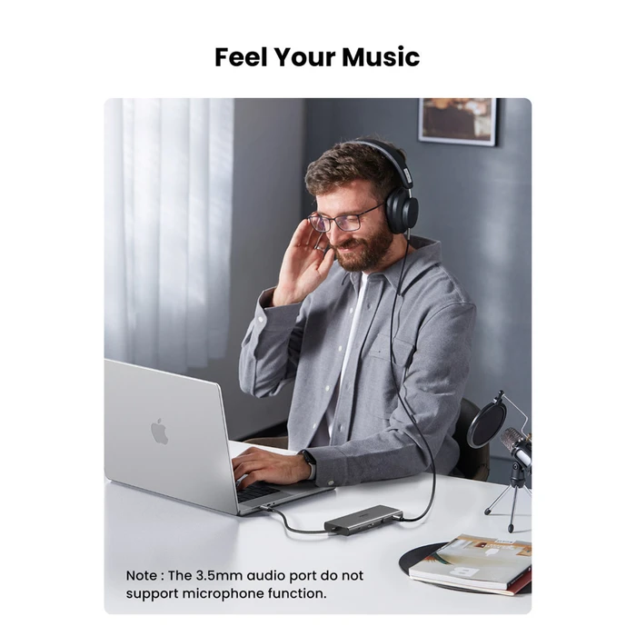 UGREEN Μετατροπέας Hub USB C CM639 11 σε 1 HDMI VGA 2x USB C 3.2 2x USB SD TF RJ45 AUX 3.5mm PD 4K 60Hz 45520