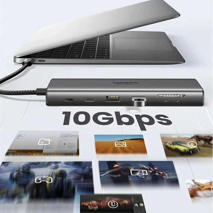 UGREEN Μετατροπέας Hub USB C CM639 11 σε 1 HDMI VGA 2x USB C 3.2 2x USB SD TF RJ45 AUX 3.5mm PD 4K 60Hz 45520