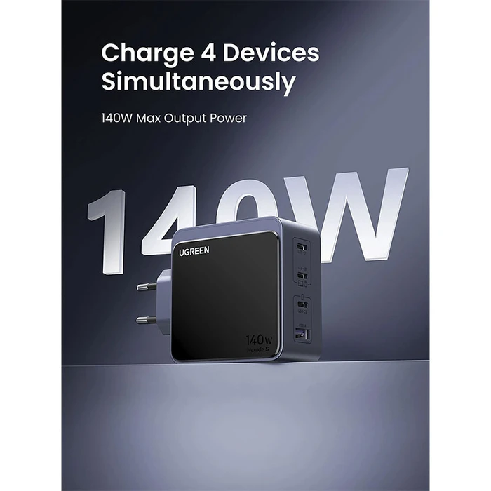 Ugreen X570 (Nexode S) 140W Ταχυφορτιστής 4 θυρών (3x USB-C + 1x USB-A) – Γκρι