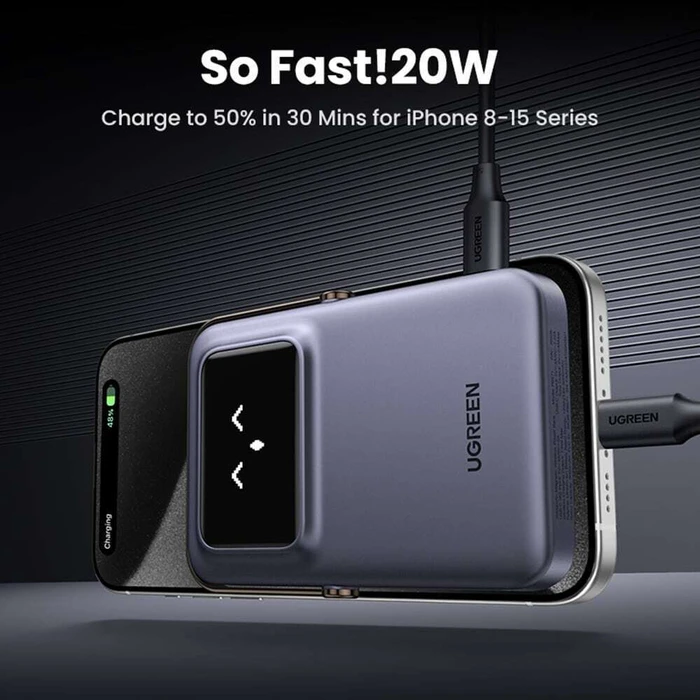 Power Banks UGREEN PB571 Magnetic Wireless Power Bank 5000mAh 20W USB-C Black