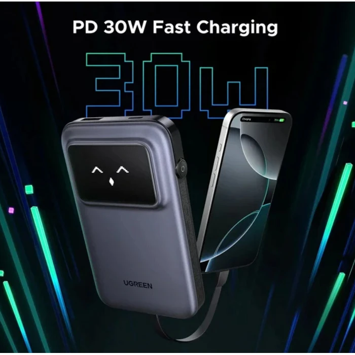 Portable Charger UGREEN PB511 Power Bank 10000mAh 30W with USB-A and USB-C Port