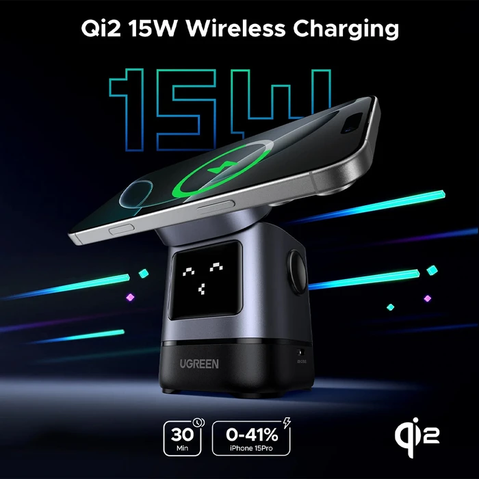 Wireless Charger UGREEN Qi2 15W Black 45775