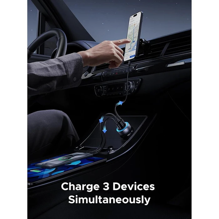 UGREEN Car Charger EC307 30W 3A with 1xUSB 2xType-C