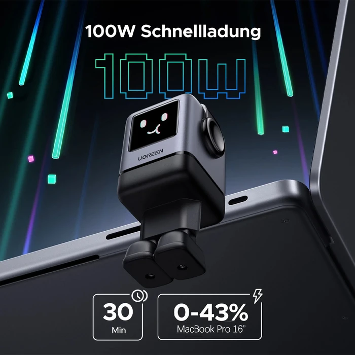 Ugreen Uno X688 100W 4-θ. Φορτιστής GaN (3x USB-C, 1x USB-A) με TFT οθόνη - Groovy Robot